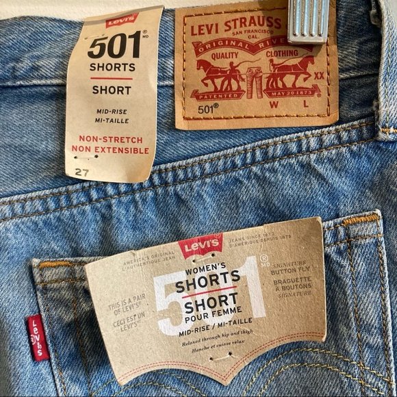 LEVI’S 501  Sz 27 Button Fly Raw Hem 100% Cotton Shorts NWT - Picture 6 of 13